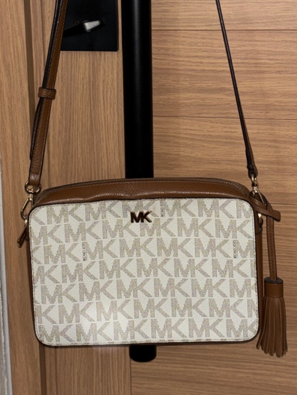 Michael Kors Cream and Brown Signature Crossbody Bag